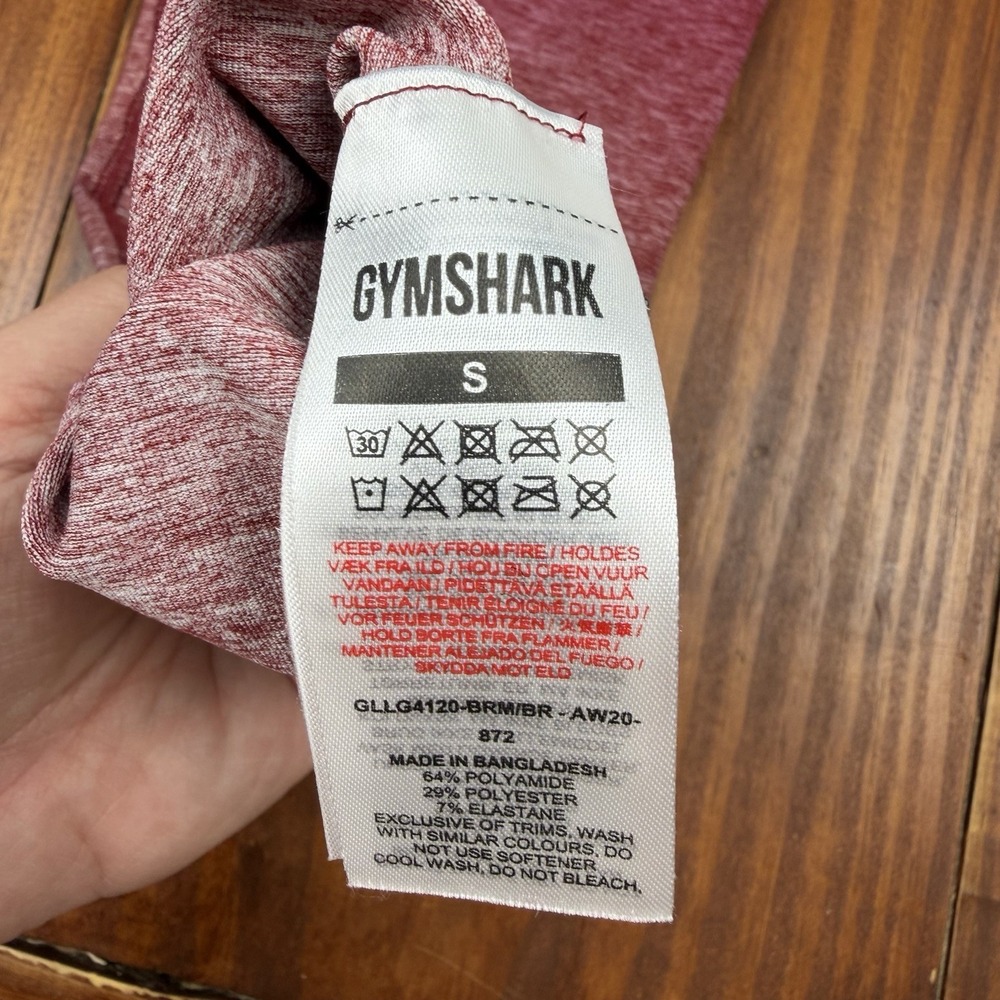 Gymshark Raspberry Small Athletic Window Leg Cuff Details Leggings Gym Workout - Picture 8 of 9